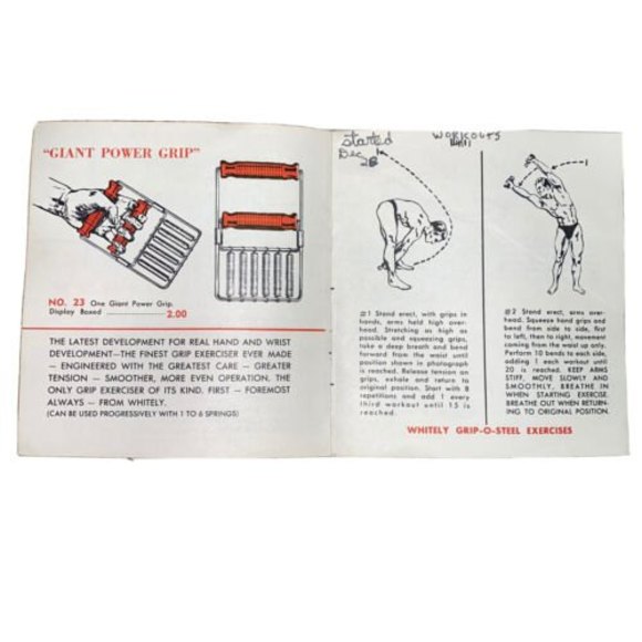 VTG 50’s Original Whitley Multi Power Grip-O-Steel Hand Grips with Instructions - Picture 8 of 9